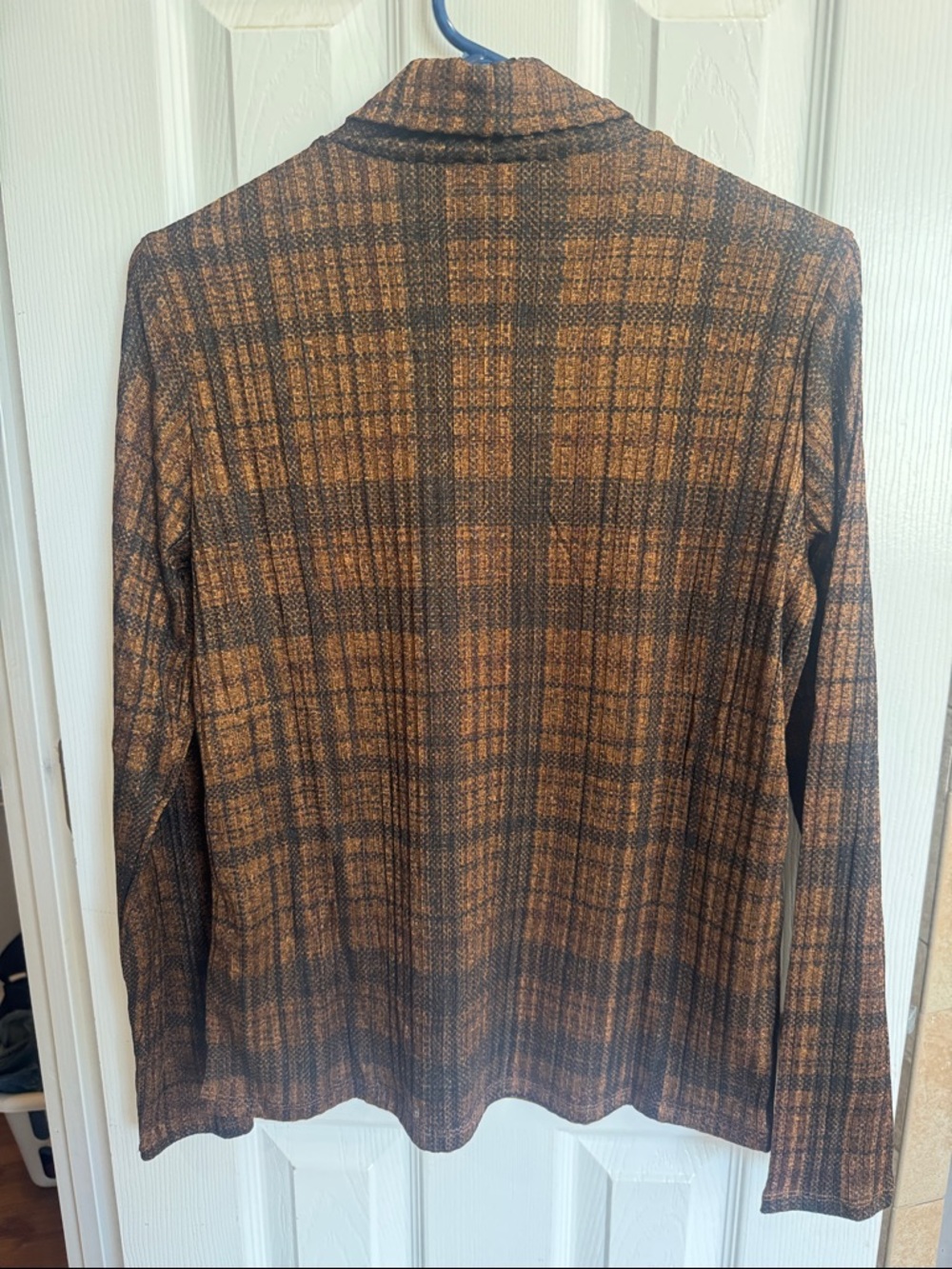 Premise Women’s Brown Plaid Mock Neck Sweater - Picture 2 of 3